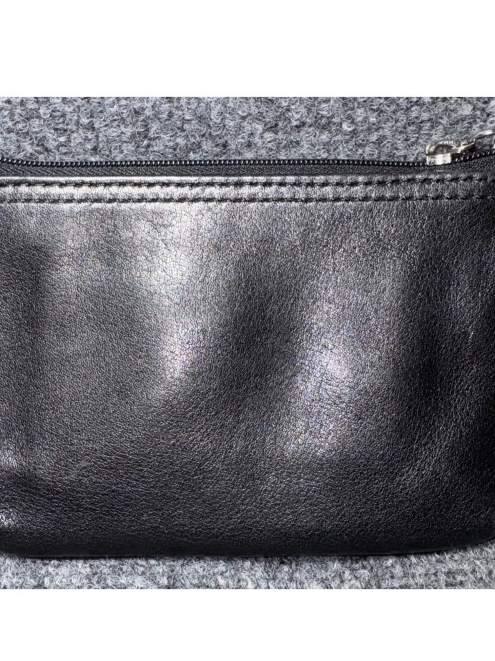 Coach Black Leather Wristlet Clutch with Logo Tag